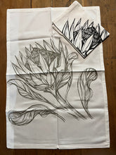 Load image into Gallery viewer, Protea Tea Towels Set. Grey and Charcoal.
