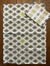 Load image into Gallery viewer, Hedges and Aloes Tea Towels Set. Shades of olive.
