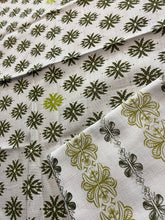 Load image into Gallery viewer, Hedges and Aloes Tea Towels Set. Shades of olive.
