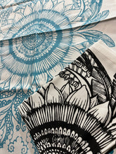 Load image into Gallery viewer, Floribunda Tea Towel Set. Blue and Charcoal.
