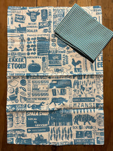 Load image into Gallery viewer, Small Town Tea Towel Set. Blue and Stripe.
