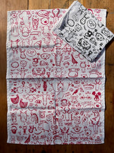 Load image into Gallery viewer, Party Animals Tea Towel Set. Black and Red.
