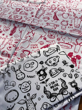 Load image into Gallery viewer, Party Animals Tea Towel Set. Black and Red.
